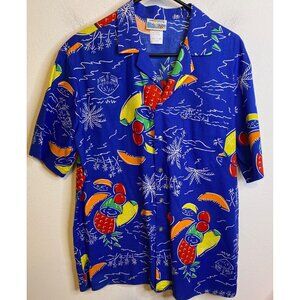 Vintage New Old Stock Sun Spots Button Camp Fruit Short Sleeve Shirt Hawaiian L